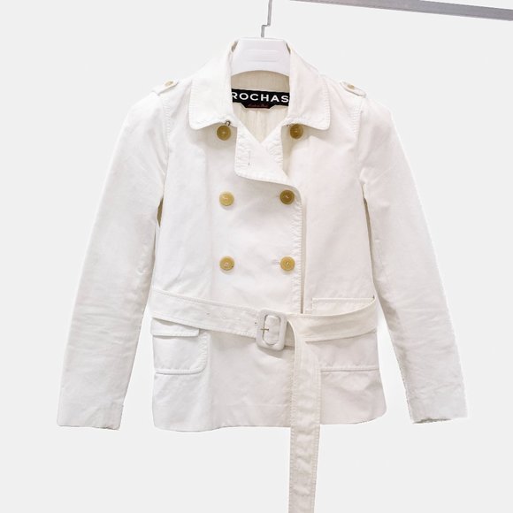 Rochas White Cotton Belted Jacket - Picture 1 of 12